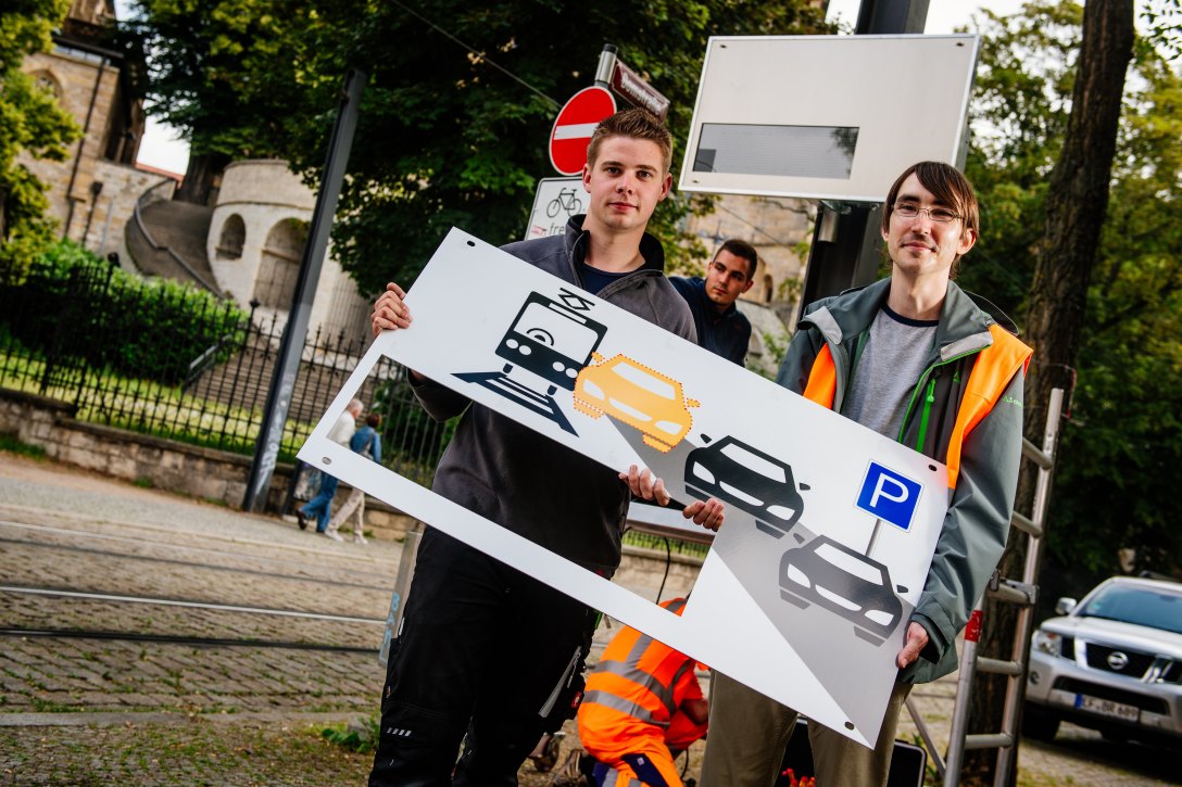 Neues Infosystem der EVAG für Parkplatz-Sucher in Erfurt!&nbsp;…läuft.